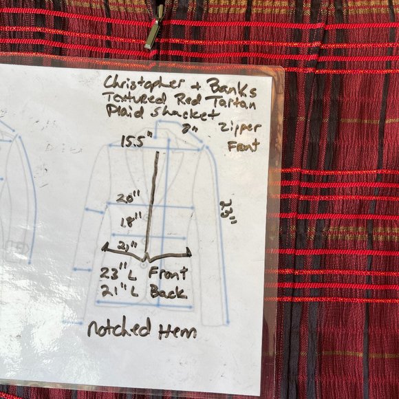 Christopher & Banks Cropped Stretch Tartan Plaid Textured Zipper Jacket M - Picture 9 of 9